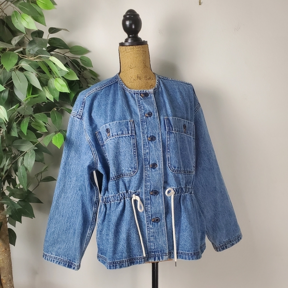 Madewell Denim Claremont Drawstring Jacket Saybrook Wash Medium - Picture 3 of 13